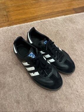 adidas Samba Men's Black with White Stripes Leather Sneakers